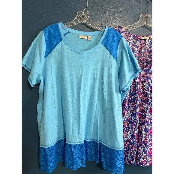 3-Pack Womens Tops Size 1X Short Sleeve & 3/4 Sleeve Lace Trim & Pockets - Picture 2 of 16